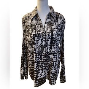 👜EUC Apt. 9 Blouse Long Sleeve Button Front LK Nw Blk & white Size L #963‎